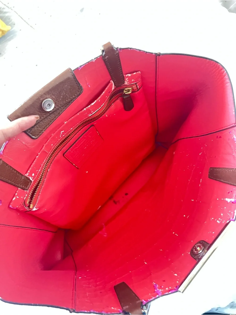 Coach Croc-Embossed Leather Tote in Cognac Brown - Picture 5 of 13